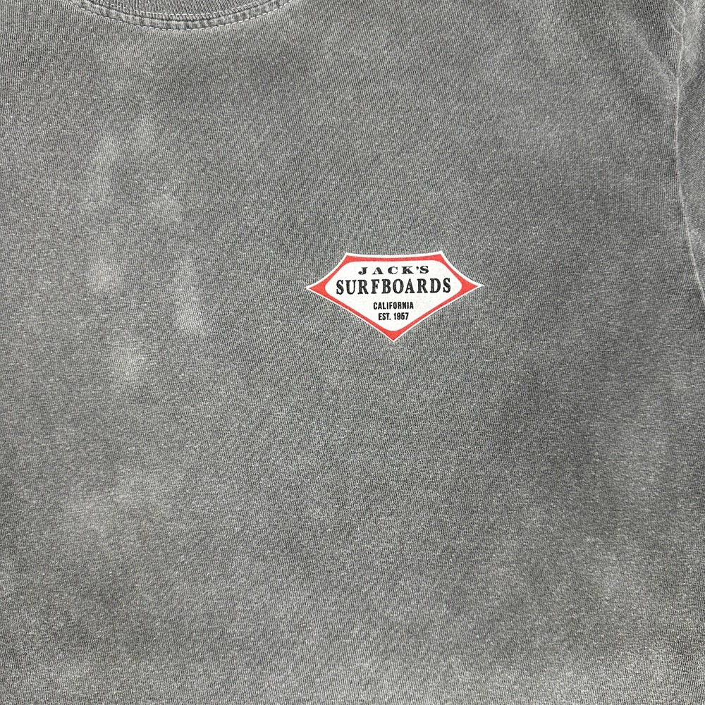 Jack's Surfboards T-Shirt Mens L Gray Mineral Wash California Surf Wave Logo Tee - Picture 2 of 7